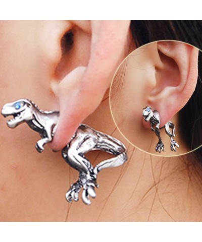 1 Pc Punk Cool Dinosaur T-rex Earring Tyrannosaurus Rex Cute Dragon Ear Stud - Silver $15.33 Kids' Dress-Up Accessories