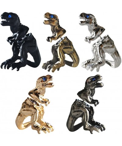 1 Pc Punk Cool Dinosaur T-rex Earring Tyrannosaurus Rex Cute Dragon Ear Stud - Silver $15.33 Kids' Dress-Up Accessories