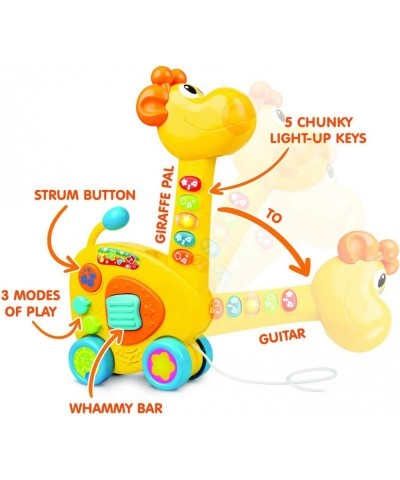 2-in-1 Pull Along Giraffe Toy & Guitar - Baby Musical Guitar Toy for Animal & Music Lover Kids with Multiple Play Modes - Pus...