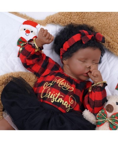 Christmas Lifelike Reborn Baby Dolls Black - 17-Inch Baby-Soft Curls Realistic-Newborn Baby Dolls African American Real Life ...