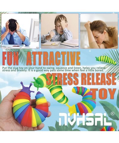 Slug Fidget Toy for Autistic ADHD Slug Toy 7.5" 3D Fidget Caterpillar Toy Sound Sensory Articulated Stretch Stress Relief Anx...