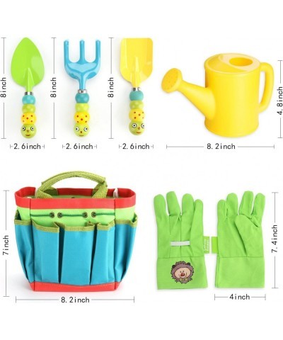 Green Kids Garden Tools Set 6 PCS Garden Tools Including Watering Can Shovel Rake Fork Children Gardening Gloves and Garden T...