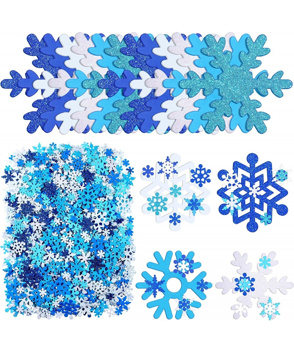 218 Pieces Foam Snowflake Stickers Christmas Self-Adhesive Snowflake Stickers Glitter Snowflake Sticker Decals for Kids DIY C...