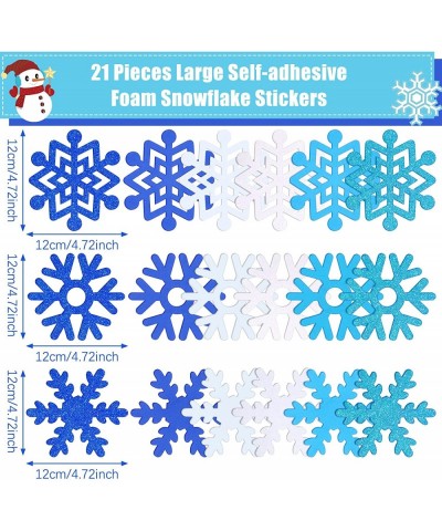 218 Pieces Foam Snowflake Stickers Christmas Self-Adhesive Snowflake Stickers Glitter Snowflake Sticker Decals for Kids DIY C...