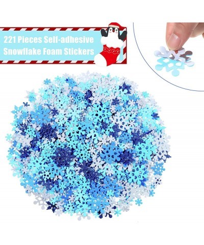 218 Pieces Foam Snowflake Stickers Christmas Self-Adhesive Snowflake Stickers Glitter Snowflake Sticker Decals for Kids DIY C...