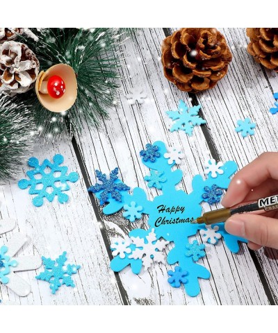 218 Pieces Foam Snowflake Stickers Christmas Self-Adhesive Snowflake Stickers Glitter Snowflake Sticker Decals for Kids DIY C...