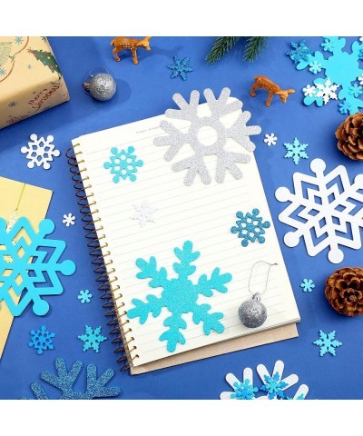 218 Pieces Foam Snowflake Stickers Christmas Self-Adhesive Snowflake Stickers Glitter Snowflake Sticker Decals for Kids DIY C...