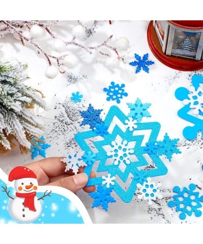 218 Pieces Foam Snowflake Stickers Christmas Self-Adhesive Snowflake Stickers Glitter Snowflake Sticker Decals for Kids DIY C...