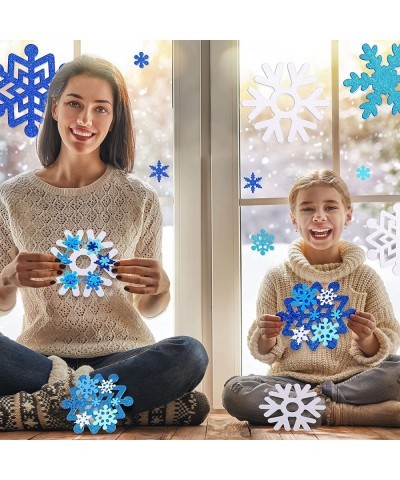 218 Pieces Foam Snowflake Stickers Christmas Self-Adhesive Snowflake Stickers Glitter Snowflake Sticker Decals for Kids DIY C...