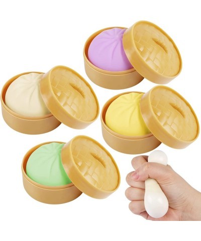 4 PCS Colorful Dumpling Squishy Stress Balls Fidget Sensory Toys Simulation Food Squishies Bun with Little Steamer Squeeze Do...