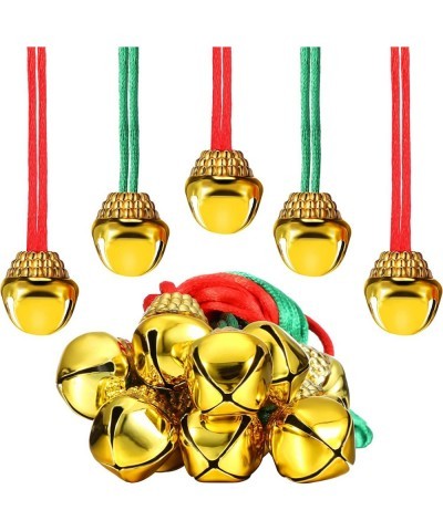 12 Pieces Christmas Bell Necklaces Large Gold Red Green Christmas Bell Necklaces for Craft Holiday Party Supplies (Cute Color...