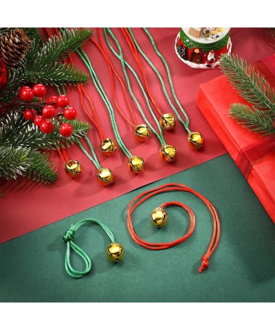 12 Pieces Christmas Bell Necklaces Large Gold Red Green Christmas Bell Necklaces for Craft Holiday Party Supplies (Cute Color...