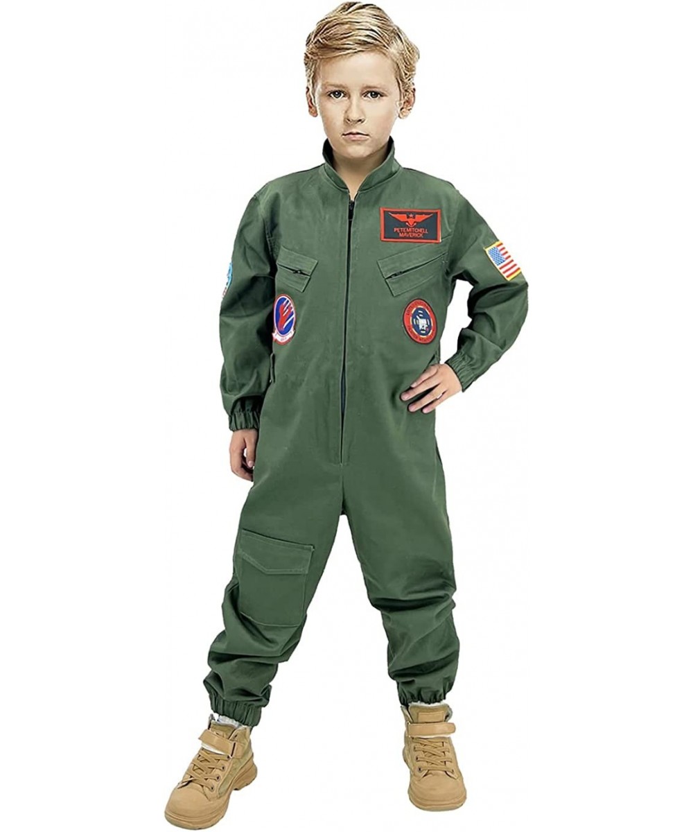 Maverick Flight Suit Pilot Costume Halloween Cosplay For Kids Boys $61.96 Kids' Costumes