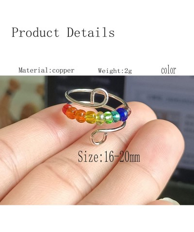 To My Daughter Fidget Ring for Women Girls Anxiety Relief Spinning Beads Ring Adjustable Stainless Steel Rainbow Anxiety Ring...