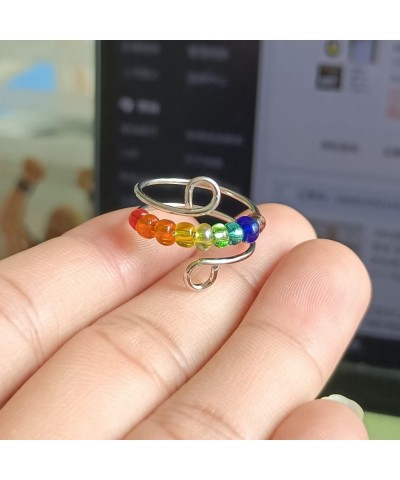 To My Daughter Fidget Ring for Women Girls Anxiety Relief Spinning Beads Ring Adjustable Stainless Steel Rainbow Anxiety Ring...