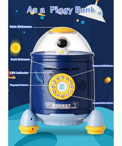 Space Themed Piggy Bank Toys for Kids Electronic Cash Coin Can ATM Money Machine Spaceman Automatic Paper Money Scroll Saving...