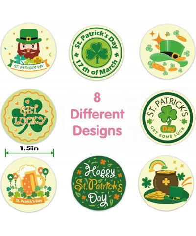 500pcs 8 Styles St.Patrick's Day Stickers Roll for Kids Irish Lucky Shamrock Clover Stickers 1.5 " Envelope Seals Labels for ...