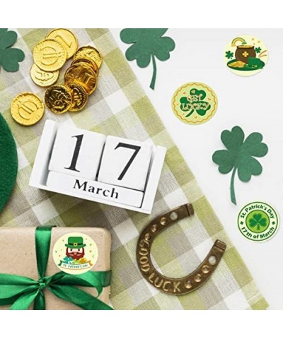 500pcs 8 Styles St.Patrick's Day Stickers Roll for Kids Irish Lucky Shamrock Clover Stickers 1.5 " Envelope Seals Labels for ...