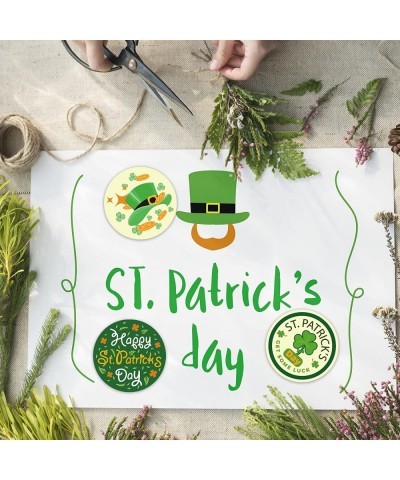 500pcs 8 Styles St.Patrick's Day Stickers Roll for Kids Irish Lucky Shamrock Clover Stickers 1.5 " Envelope Seals Labels for ...