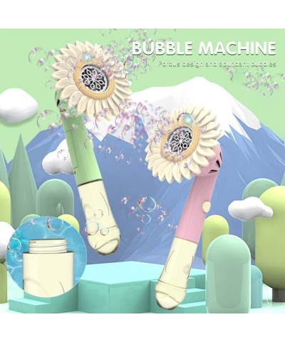 Bubble Wand Bubble Machine Sunflower Shape Handheld Bubble Maker with Light Bubble Blower Machine for Kids Toddlers Adults Su...