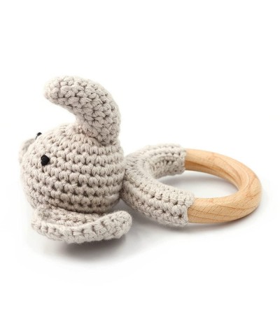 Woodlands Friends Baby Rattle Shaker Toy with Wooden Teething Ring Gray Elephant $25.31 Baby Teether Toys