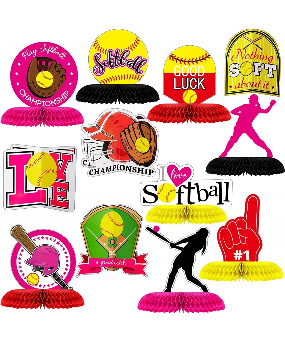 12 Pieces Softball Party Decorations Softball Honeycomb Centerpieces Tables Centerpieces for Table Toppers Softball Birthday ...