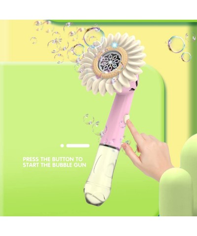 Bubble Wand Bubble Machine Sunflower Shape Handheld Bubble Maker with Light Bubble Blower Machine for Kids Toddlers Adults Su...