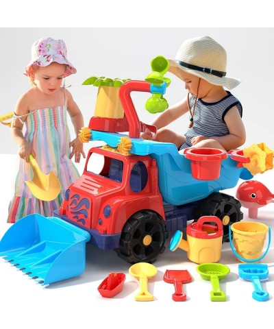 Toddler Beach Toys Kid Beach Car Toys Beach Toy Car with Beach Bucket and Sea Animal Moulds for Playing with Sand Trucks Set ...