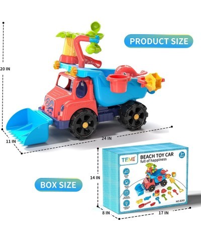 Toddler Beach Toys Kid Beach Car Toys Beach Toy Car with Beach Bucket and Sea Animal Moulds for Playing with Sand Trucks Set ...