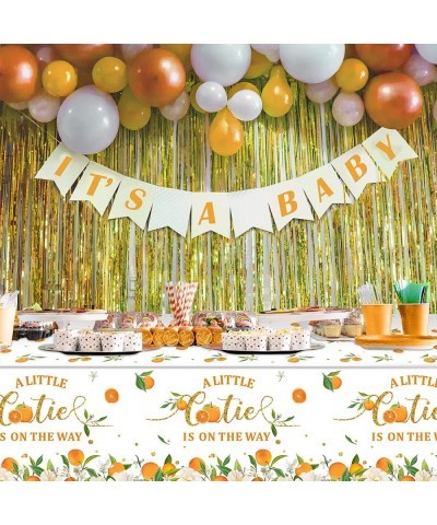 Little Cutie Tablecloth Orange Fruit Party Supplies Little Cutie is on The Way Disposable Plastic Table Cover for Citrus Baby...