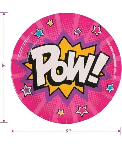 Superhero Girl Pink Comic Hero Paper Dinner Plates and Beverage Napkins (Serves 16) $29.50 Kids' Party Tableware