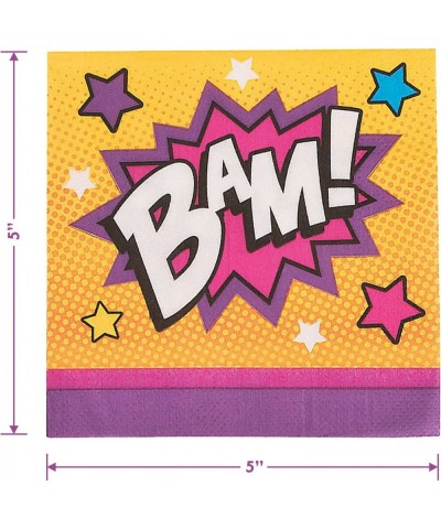 Superhero Girl Pink Comic Hero Paper Dinner Plates and Beverage Napkins (Serves 16) $29.50 Kids' Party Tableware