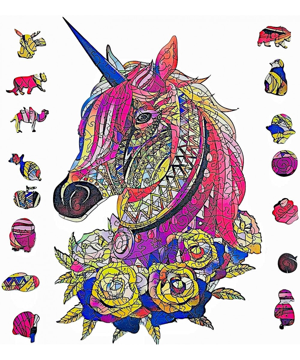 Wooden Jigsaw Puzzle for Adults Unique Unicorn Animals Shaped Magic Jigsaw Puzzle Pieces Family Game Best Gift for Adults and...