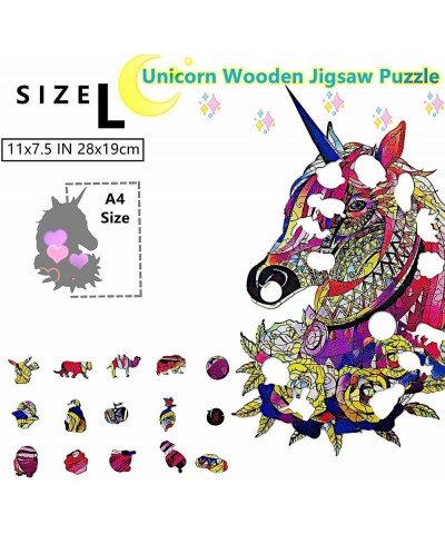 Wooden Jigsaw Puzzle for Adults Unique Unicorn Animals Shaped Magic Jigsaw Puzzle Pieces Family Game Best Gift for Adults and...