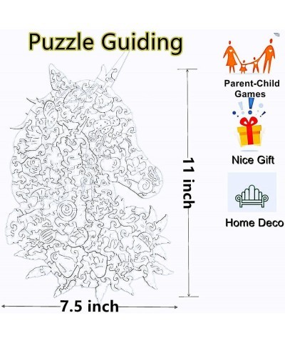 Wooden Jigsaw Puzzle for Adults Unique Unicorn Animals Shaped Magic Jigsaw Puzzle Pieces Family Game Best Gift for Adults and...