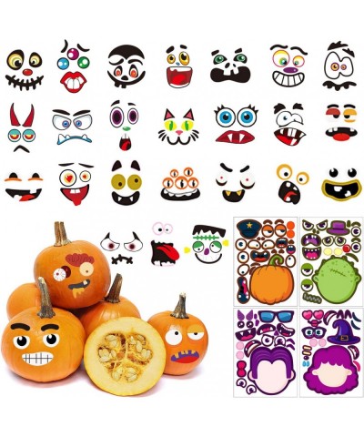 Halloween Pumpkin Sticker 32 Packs Pumpkin Decorating for Kids Halloween Pumpkin Face Stickers Craft Party Favor $11.48 Kids'...