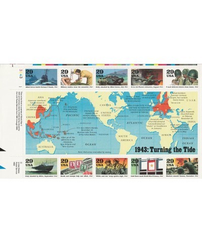 US Stamp - 1993 WWII 1943 Turning the Tide - Block of 10 Stamps - 2765 $14.64 Collectibles Display & Storage