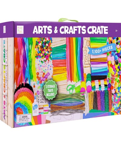 Arts and Crafts Crate Kit 1100+ Pieces Bulk Crafting Supplies Box for Kids Boys & Girls Ages 4 5 6 7 8 9 10 11 12 Years Old -...