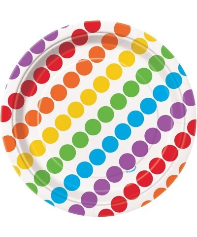 Rainbow Party Round Dessert Paper Plates 7" Multicolor $13.52 Kids' Party Tableware