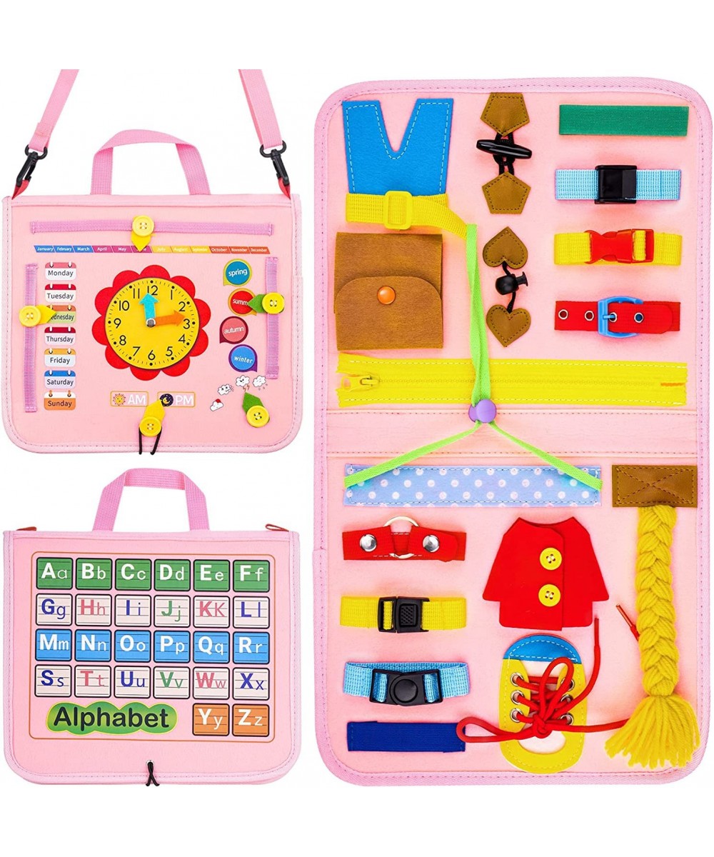 Busy Board 19-in-1 Toddler Montessori Toys Ages 3-5 Fine Motor Skills Toys for Preschool Activity Sensory Learning Toys Pink ...