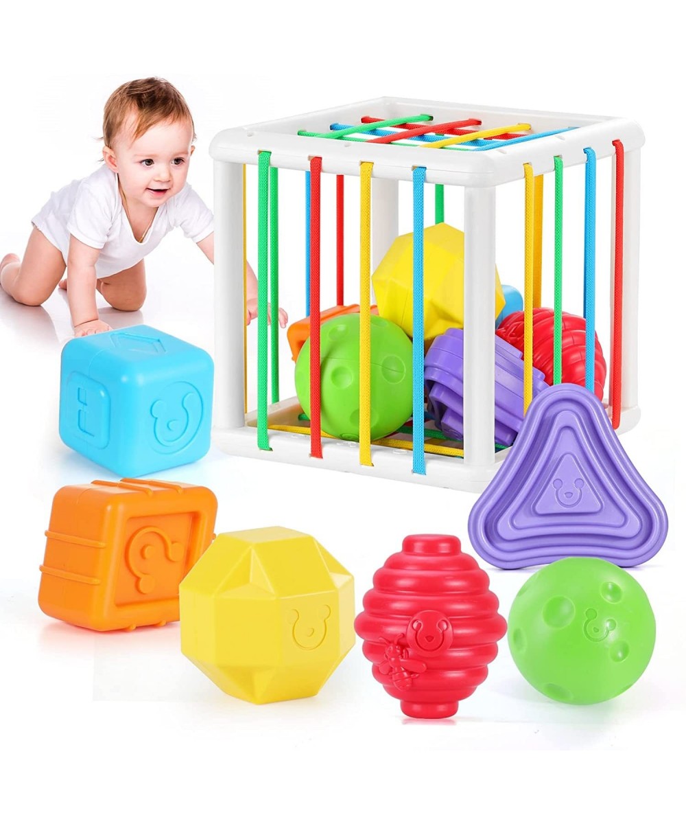 Shape Sorter Baby Toys 12-18 Months Montessori Learning Developmental Toys Storage Cube Bin and 6 Sensory Shape Blocks Fine M...