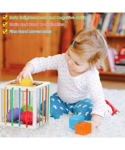 Shape Sorter Baby Toys 12-18 Months Montessori Learning Developmental Toys Storage Cube Bin and 6 Sensory Shape Blocks Fine M...