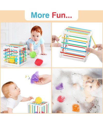 Shape Sorter Baby Toys 12-18 Months Montessori Learning Developmental Toys Storage Cube Bin and 6 Sensory Shape Blocks Fine M...