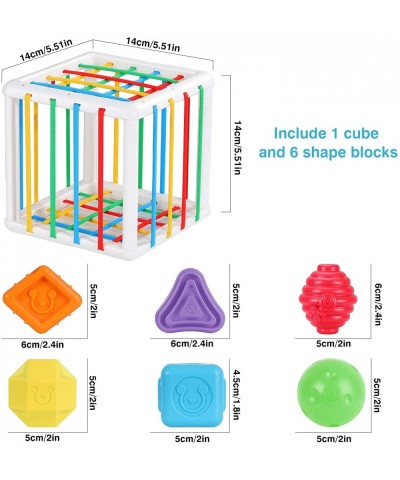 Shape Sorter Baby Toys 12-18 Months Montessori Learning Developmental Toys Storage Cube Bin and 6 Sensory Shape Blocks Fine M...