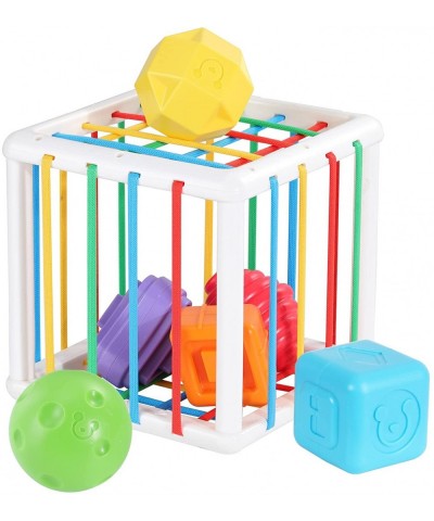 Shape Sorter Baby Toys 12-18 Months Montessori Learning Developmental Toys Storage Cube Bin and 6 Sensory Shape Blocks Fine M...