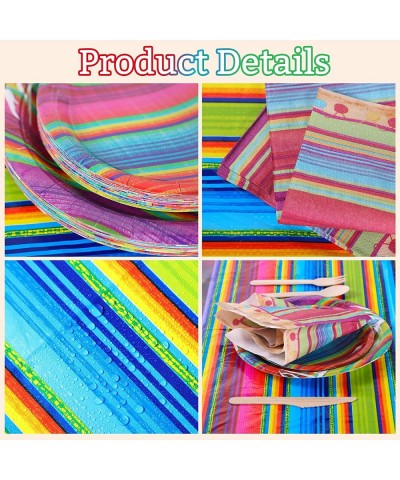 82 Pcs Mexican Themed Fiesta Party Supplies Set Including Cinco De Mayo Plastic Tablecover Lunch Napkins Dessert Paper Plates...