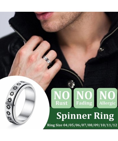 11Pcs Fidget Anxiety Rings for Women Spinner Band Rings for Anxiety Adjustable Sunflower Bead Stress Relief Spinning Stackabl...