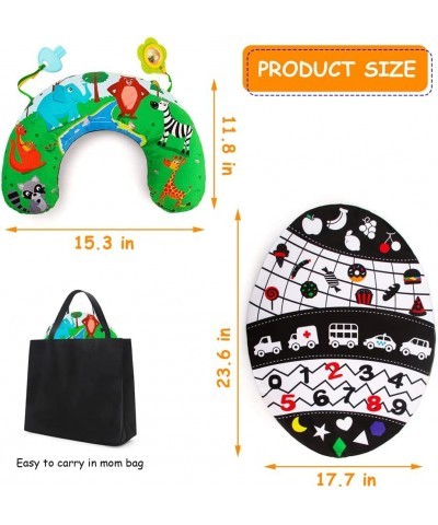 Tummy Time Pillow with Crinkle Paper & Teethers Infant Discovery Toy for 0-6 Months Babies Black and White High Contrast Baby...