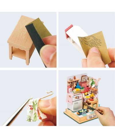 DIY Miniature Dollhouse Kit – Taste Life Kitchen 3D Model Wooden Furniture Tiny House Room Display Building Wood Puzzle for T...