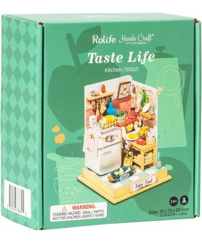 DIY Miniature Dollhouse Kit – Taste Life Kitchen 3D Model Wooden Furniture Tiny House Room Display Building Wood Puzzle for T...